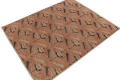 Rug & Kilim’s Distressed Kuba Style Rug in Orange, Beige & Blue Tribal Patterns