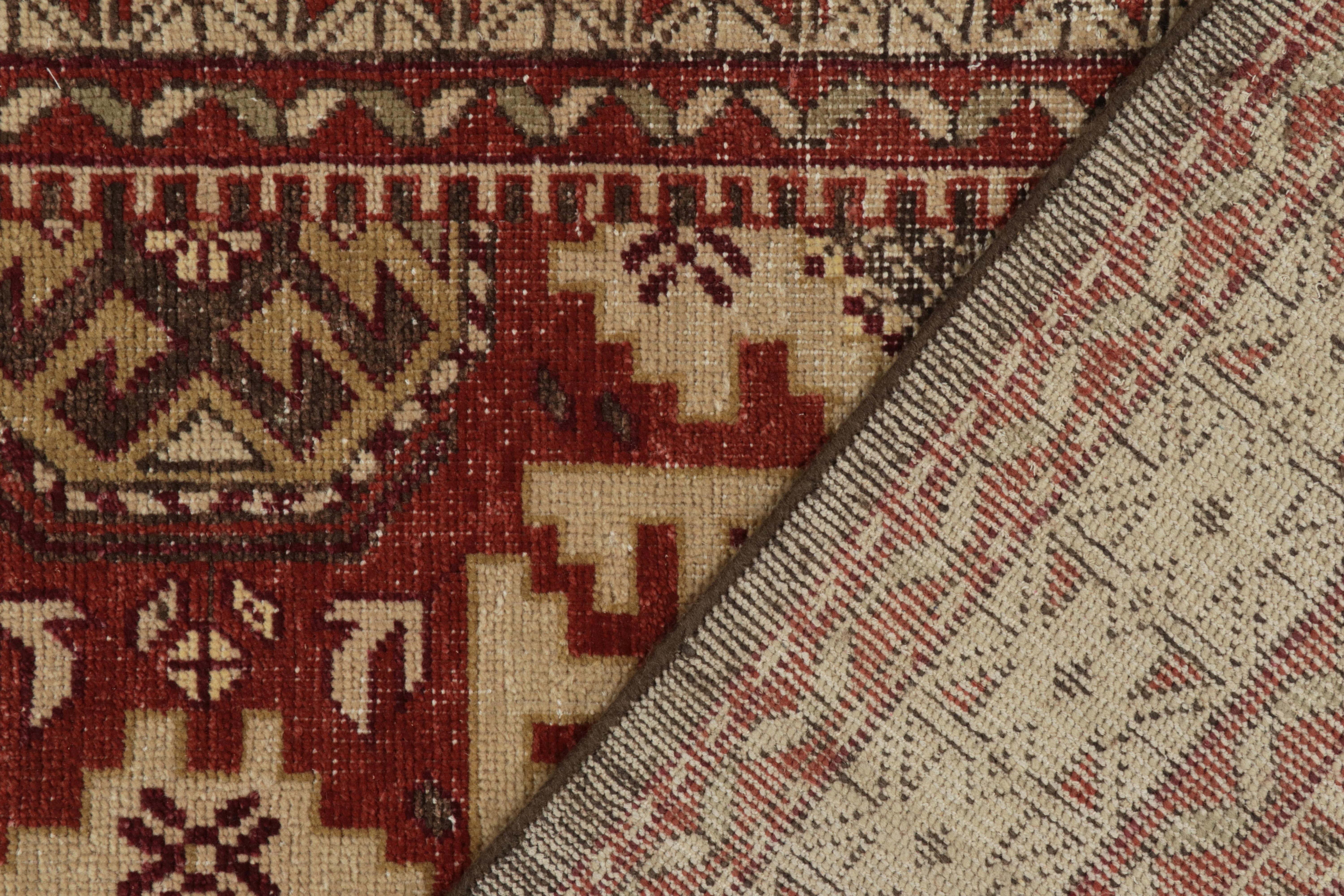 Rug & Kilim's Distressed Kuba Style Rug in Red, Beige-Brown Medallions In New Condition For Sale In Long Island City, NY
