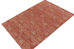 Rug & Kilim’s Distressed Kuba Style Rug in Red with Orange Tribal Patterns
