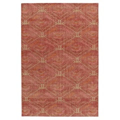 Rug & Kilim’s Distressed Kuba Style Rug in Red with Orange Tribal Patterns