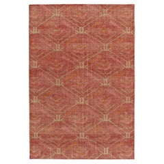 Rug & Kilim’s Distressed Kuba Style Rug in Red with Orange Tribal Patterns