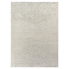 Tapis & Kilims - Tapis moderne vieilli en gris sur tout le pourtour et motif abstrait bleu