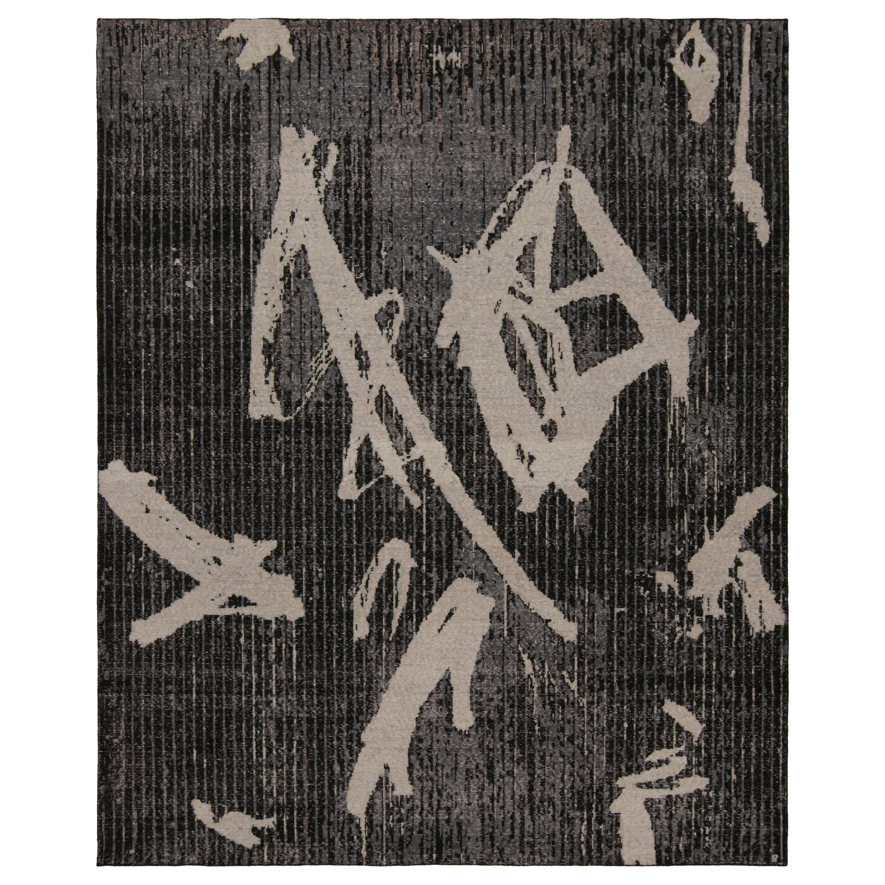 Rug & Kilim's Moderner Teppich mit geometrischem Muster in Schwarz und Grau