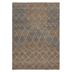 Rug & Kilim’s Distressed Moroccan Style Rug in Beige, Blue and Grey Pattern