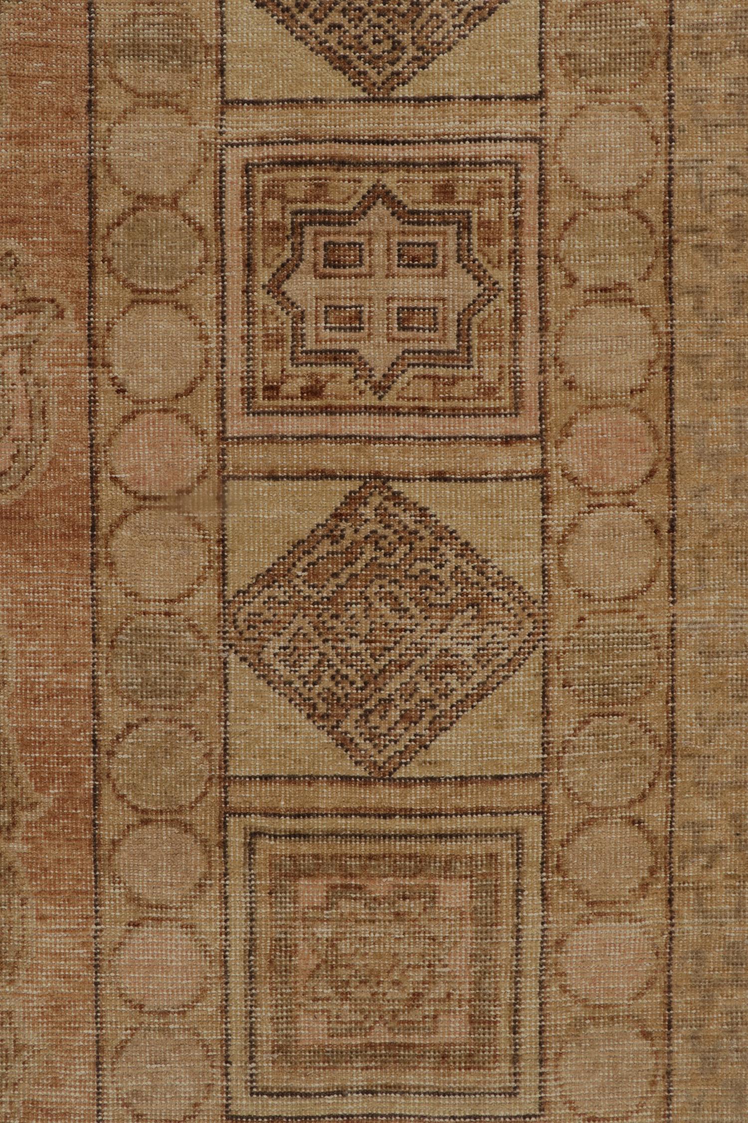 Hand-Knotted Rug & Kilim’s Distressed Ottoman Style Rug in Beige-Brown, Green, Orange For Sale