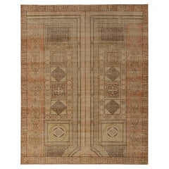 Rug & Kilim’s Distressed Ottoman Style Rug in Beige-Brown, Green, Orange