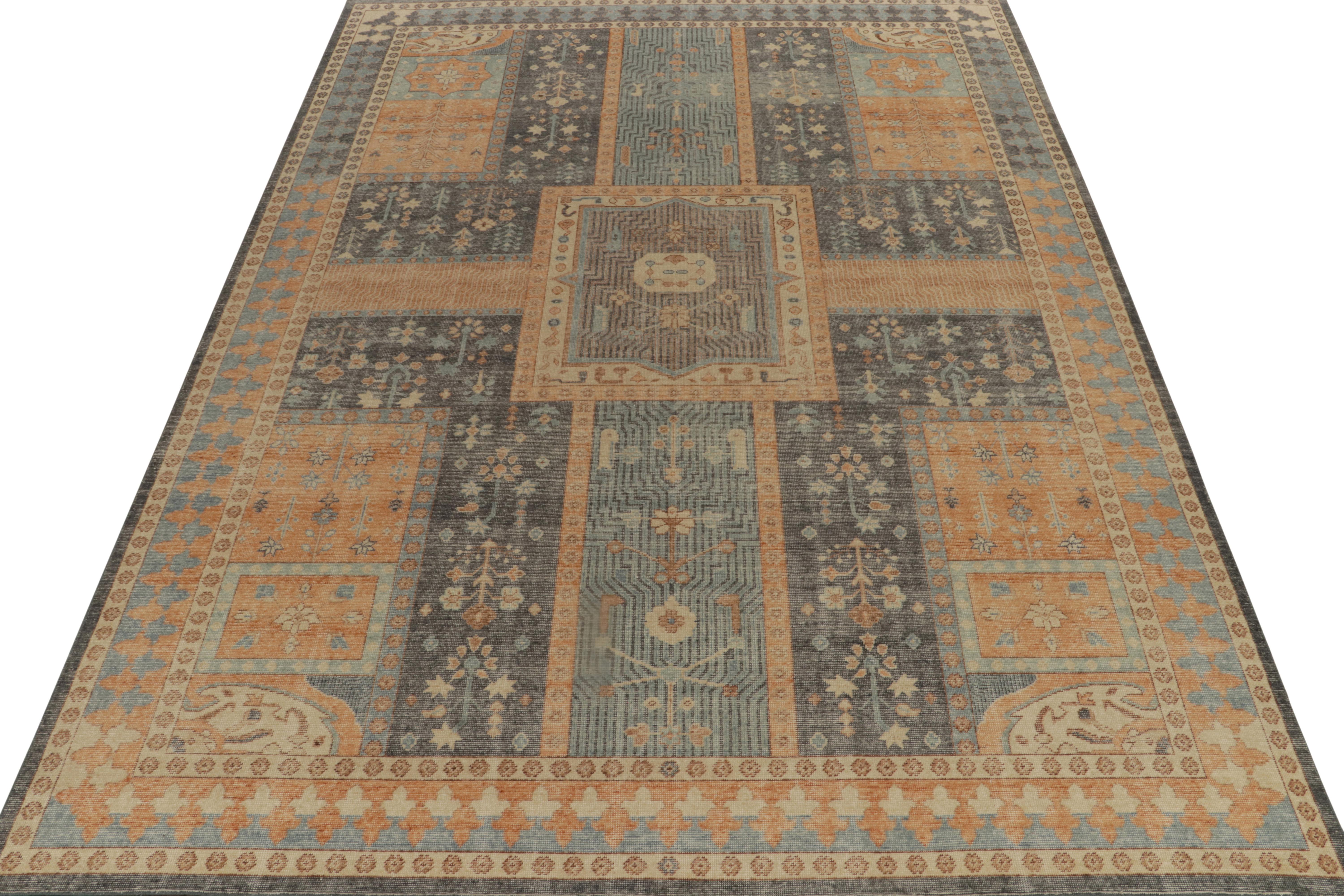 Teppich & Kilims Distressed Persian Style Teppich in Blau & Orange Gartenmuster (Sonstiges) im Angebot
