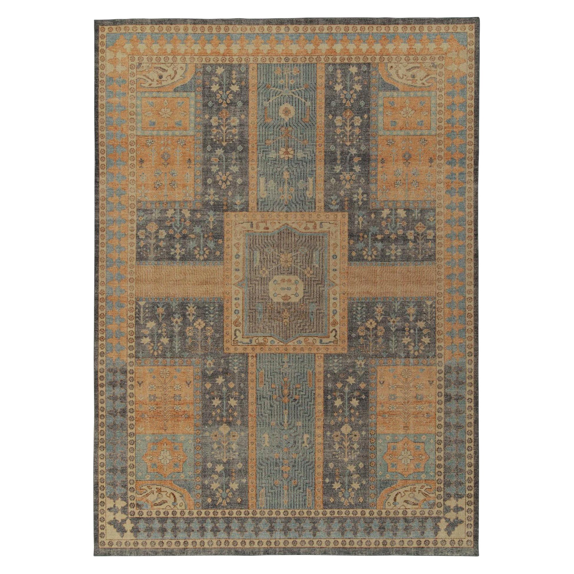 Teppich & Kilims Distressed Persian Style Teppich in Blau & Orange Gartenmuster