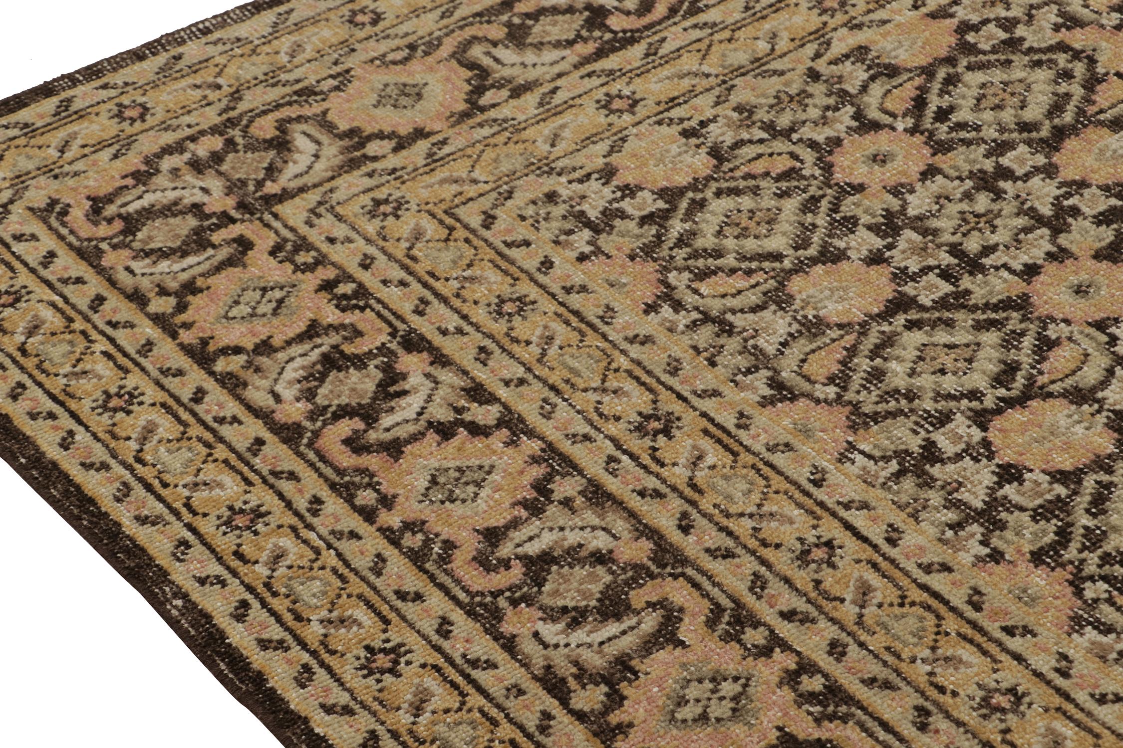 Rug & Kilim's Distressed Persian Style Rug in Brown und Gold Floral Patterns im Zustand „Neu“ im Angebot in Long Island City, NY