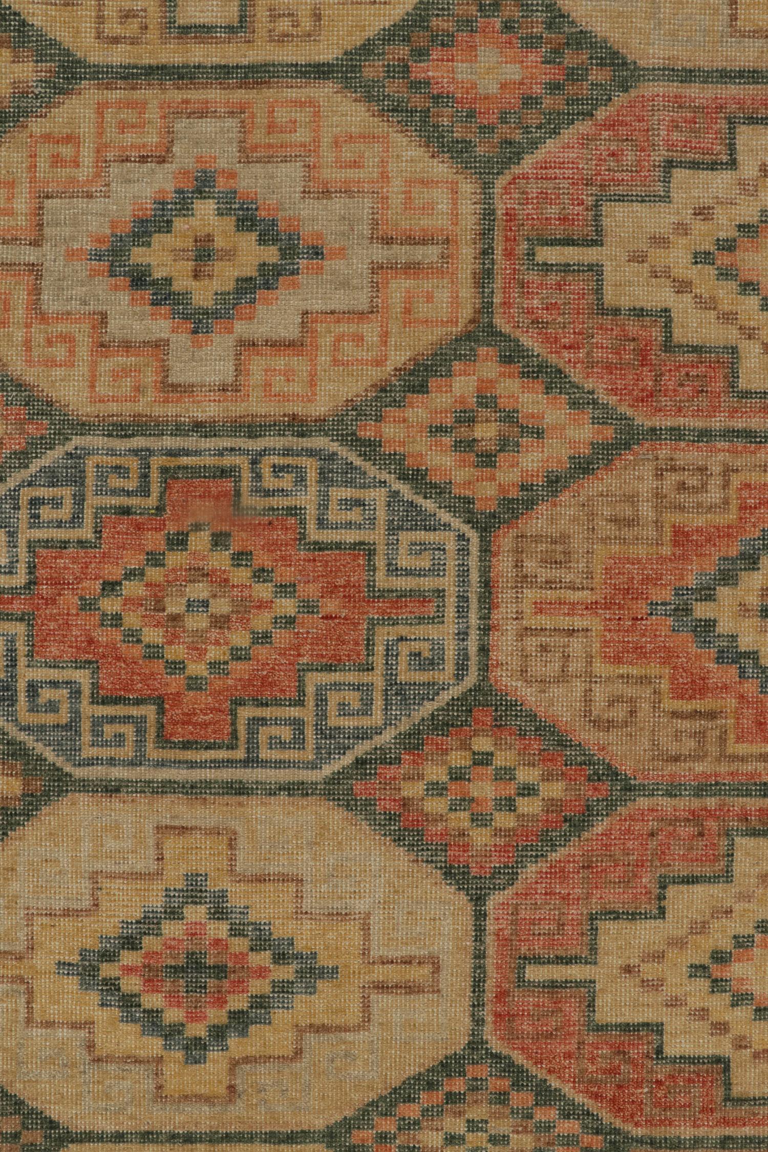 Teppich &amp;amp; Kilims Distressed Persian Style Teppich in Orange, Beige und Blau mit Medaillons (Handgeknüpft) im Angebot