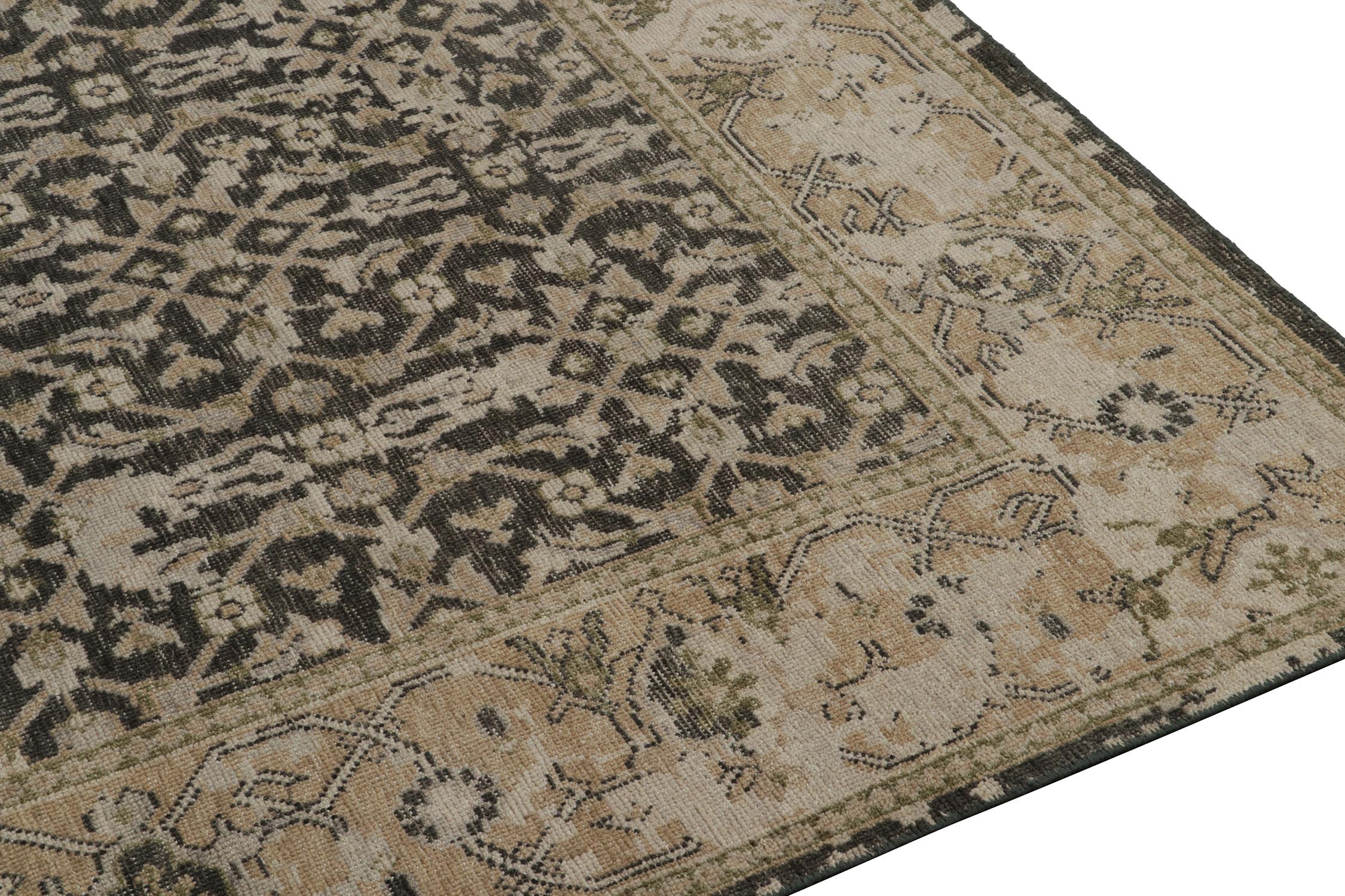 Rug & Kilim’s Distressed Persian Style Runner in Black with Beige Herati Pattern In New Condition For Sale In Long Island City, NY
