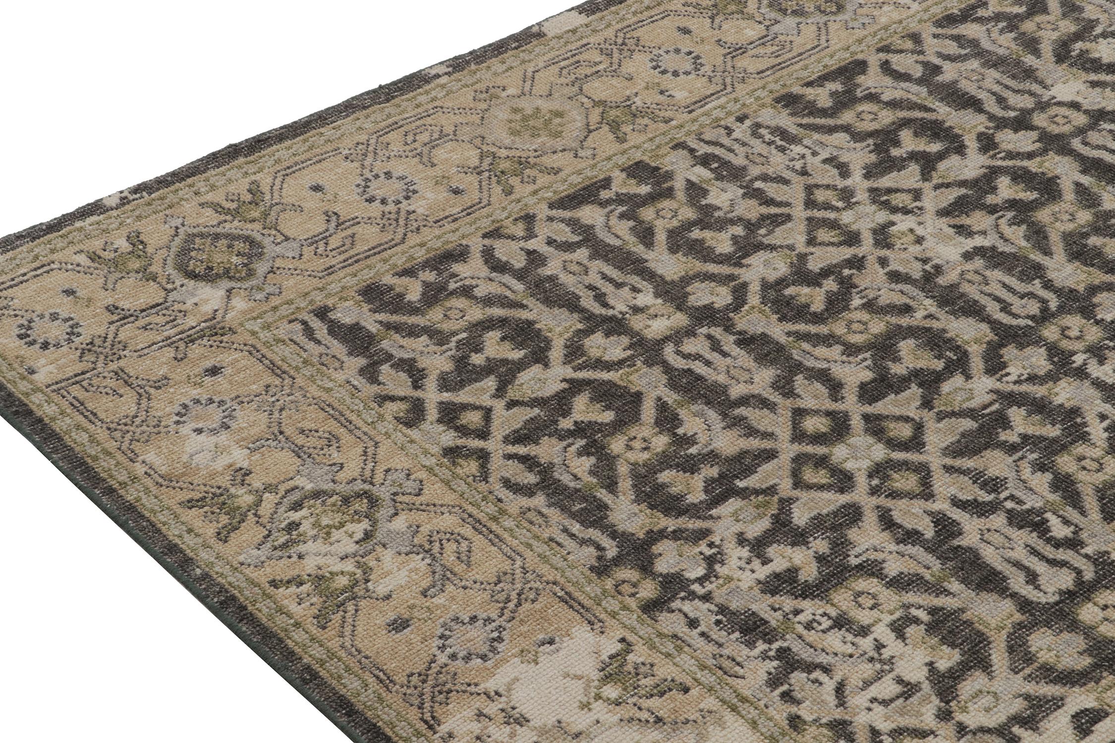 Rug & Kilim’s Distressed Persian Style Runner in Black with Beige Herati Pattern In New Condition For Sale In Long Island City, NY