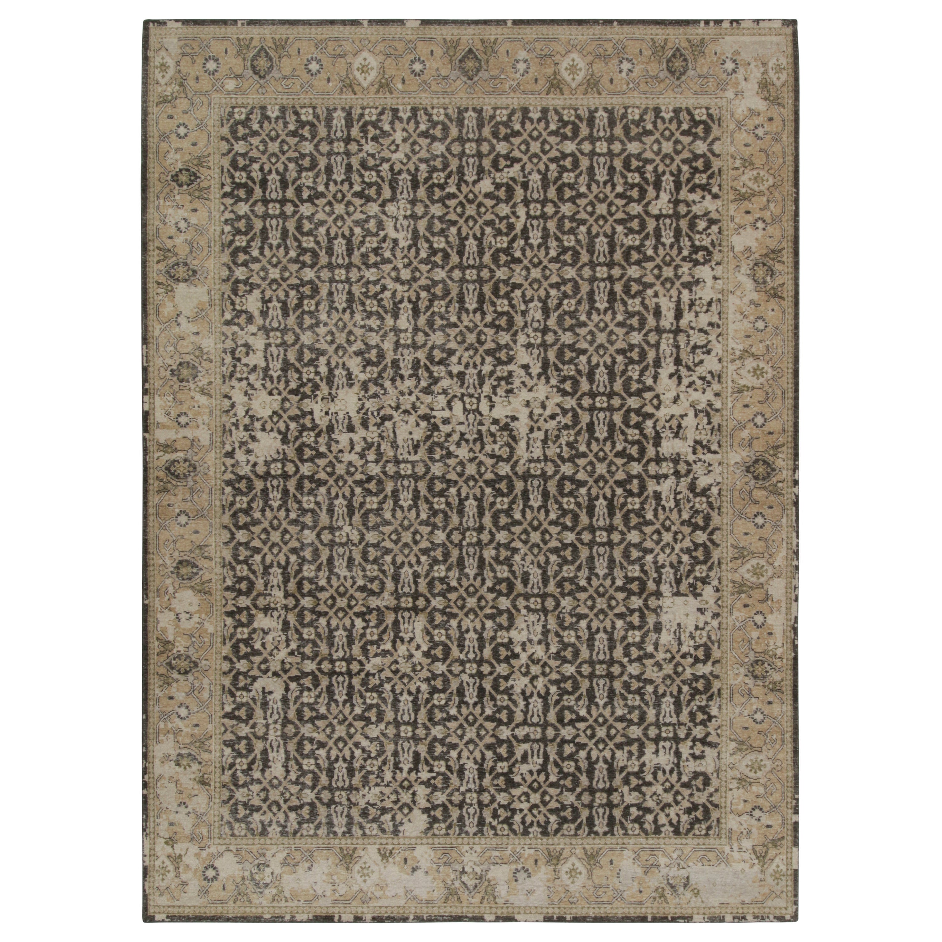 Rug & Kilim è un runner in stile persiano invecchiato in nero con motivo Herati beige