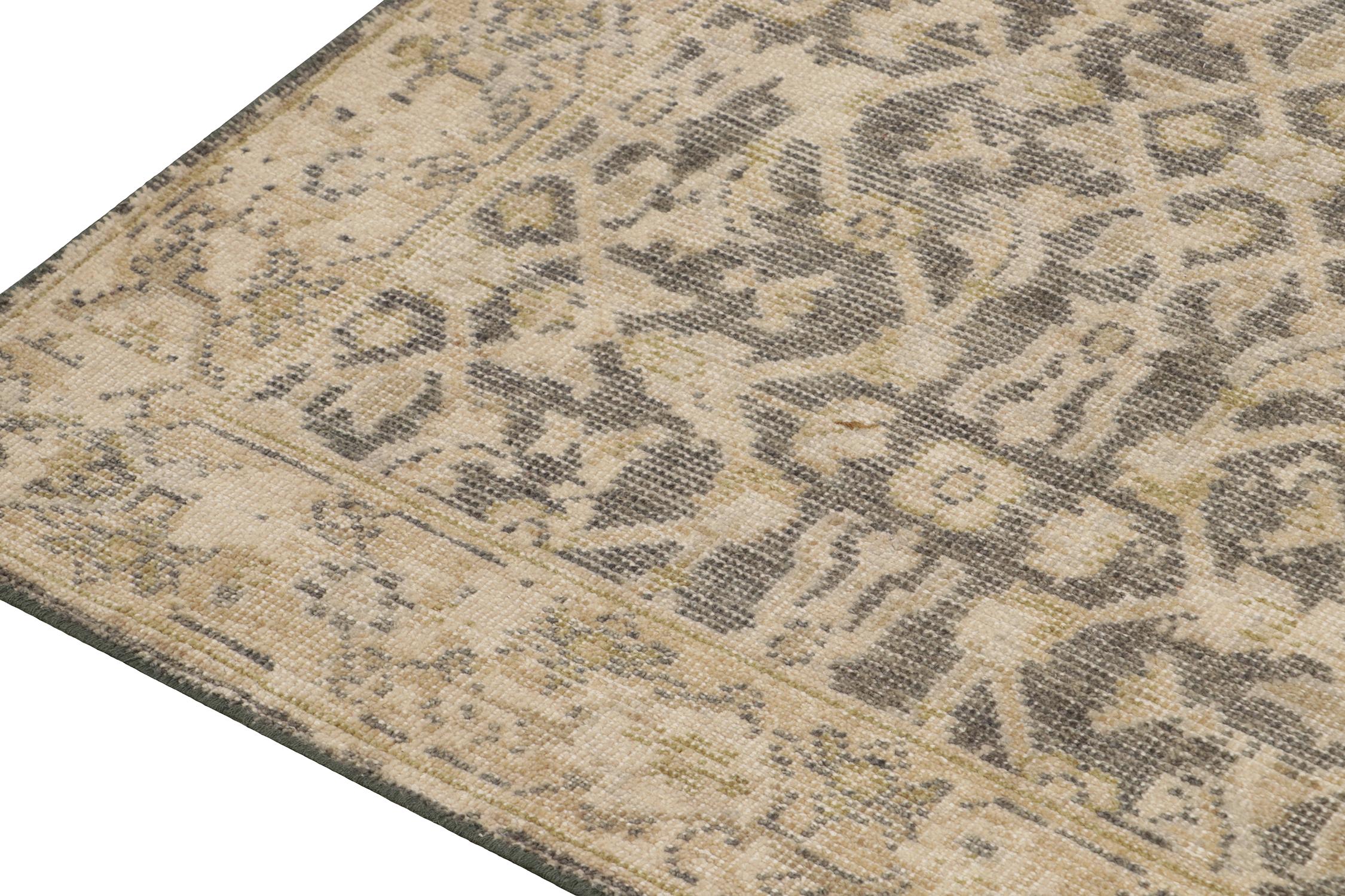 Rug & Kilim’s Distressed Persian Style Runner in Gray with Beige Herati Pattern In New Condition For Sale In Long Island City, NY