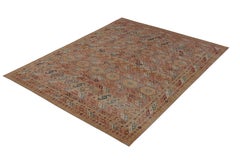 Rug & Kilim’s Distressed Rug in Beige-Brown and Red Geometric Pattern