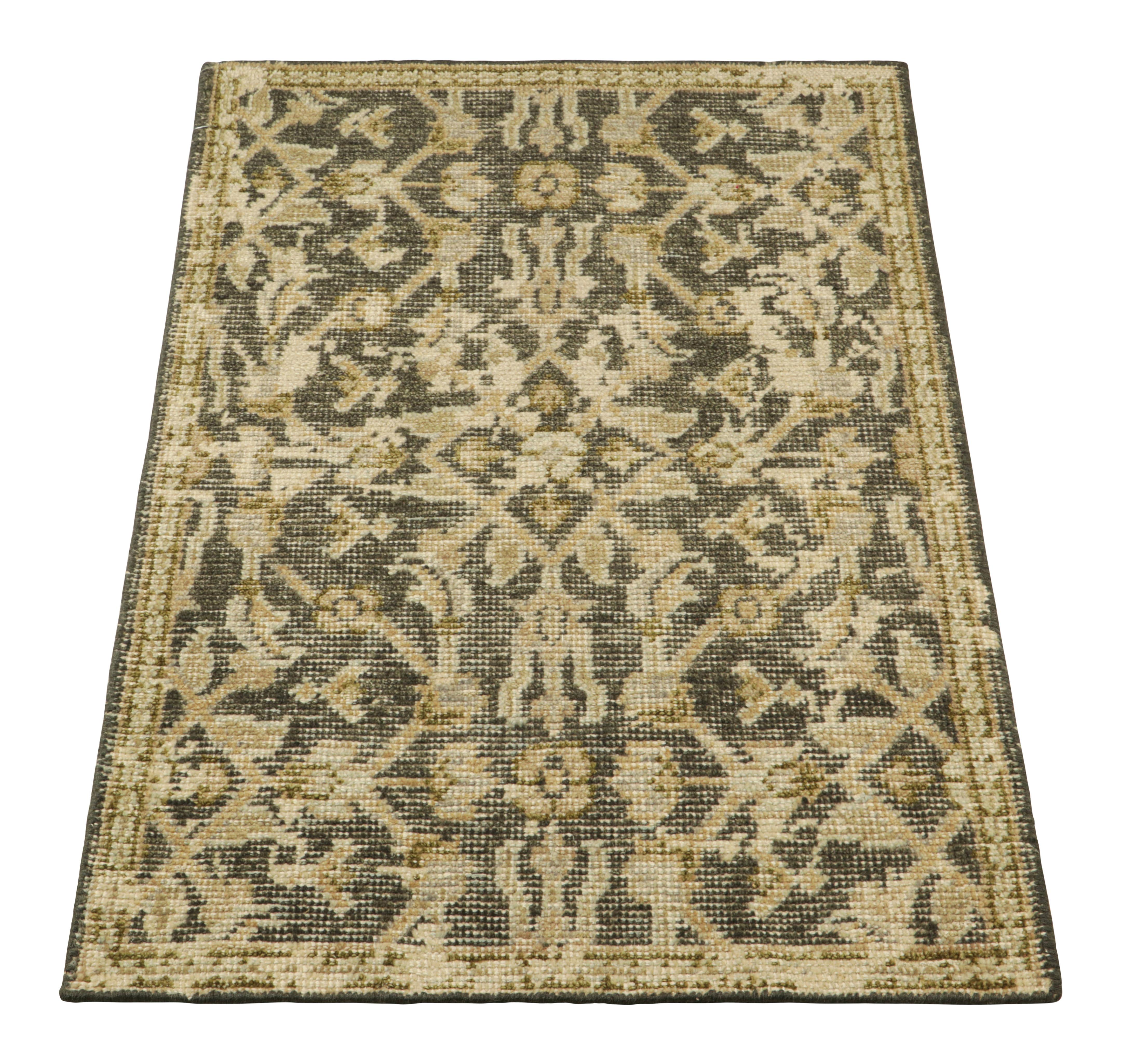 Rug & Kilim’s Distressed Rug in Beige-Brown with Herati Floral Patterns In New Condition For Sale In Long Island City, NY