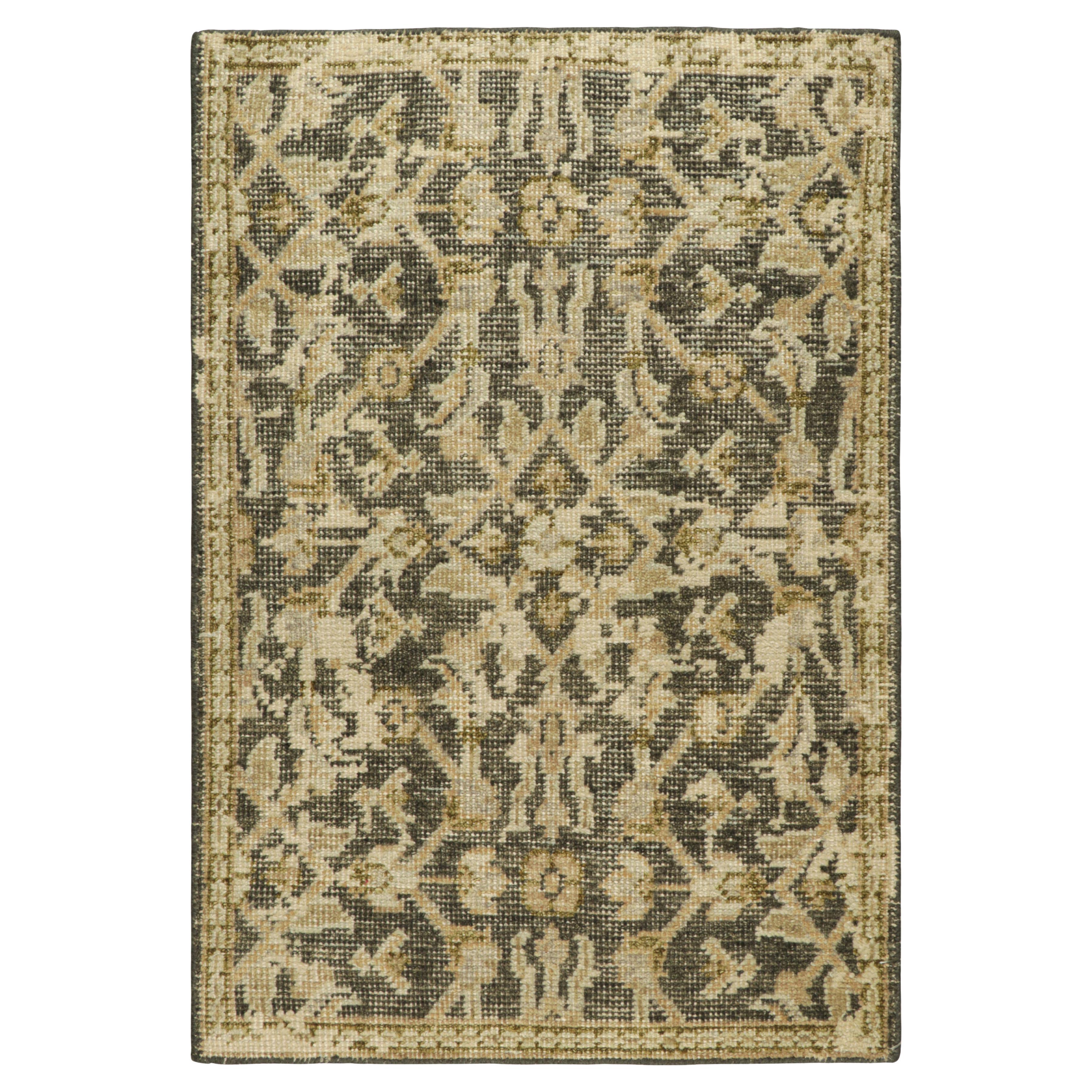 Rug & Kilim’s Distressed Rug in Beige-Brown with Herati Floral Patterns
