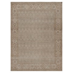 Rug & Kilim’s Distressed Rug In Beige, Gray And Blue Geometric Pattern