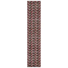 Rug & Kilim’s Distressed Runner in Red and Blue Geometric Patterns