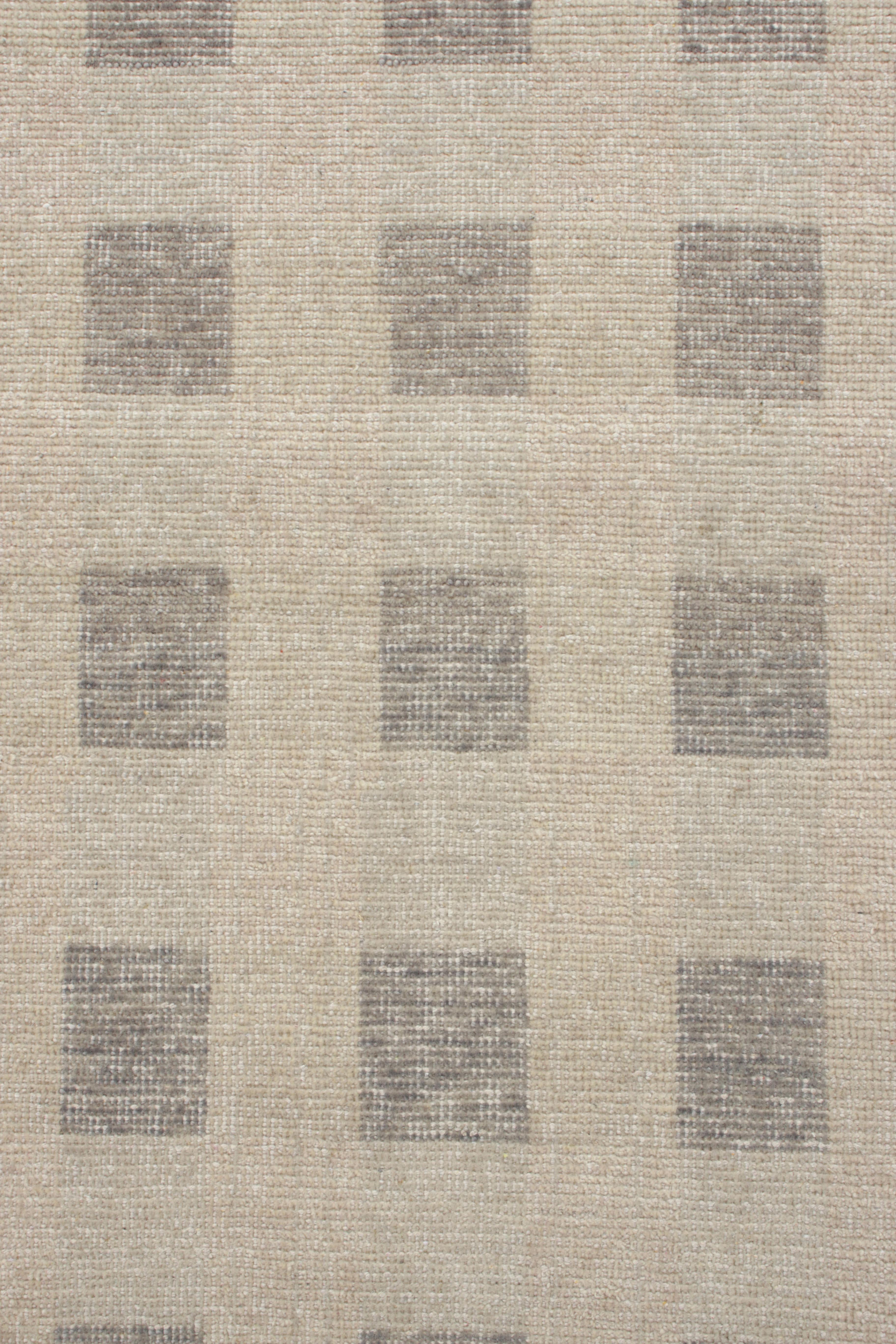 Indiano Rug & Kilim - Runner in stile scandinavo, beige e grigio, motivo geometrico in vendita