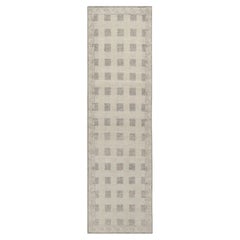 Tapis et tapis de couloir Kilims de style scandinave vieilli, motif géométrique gris beige