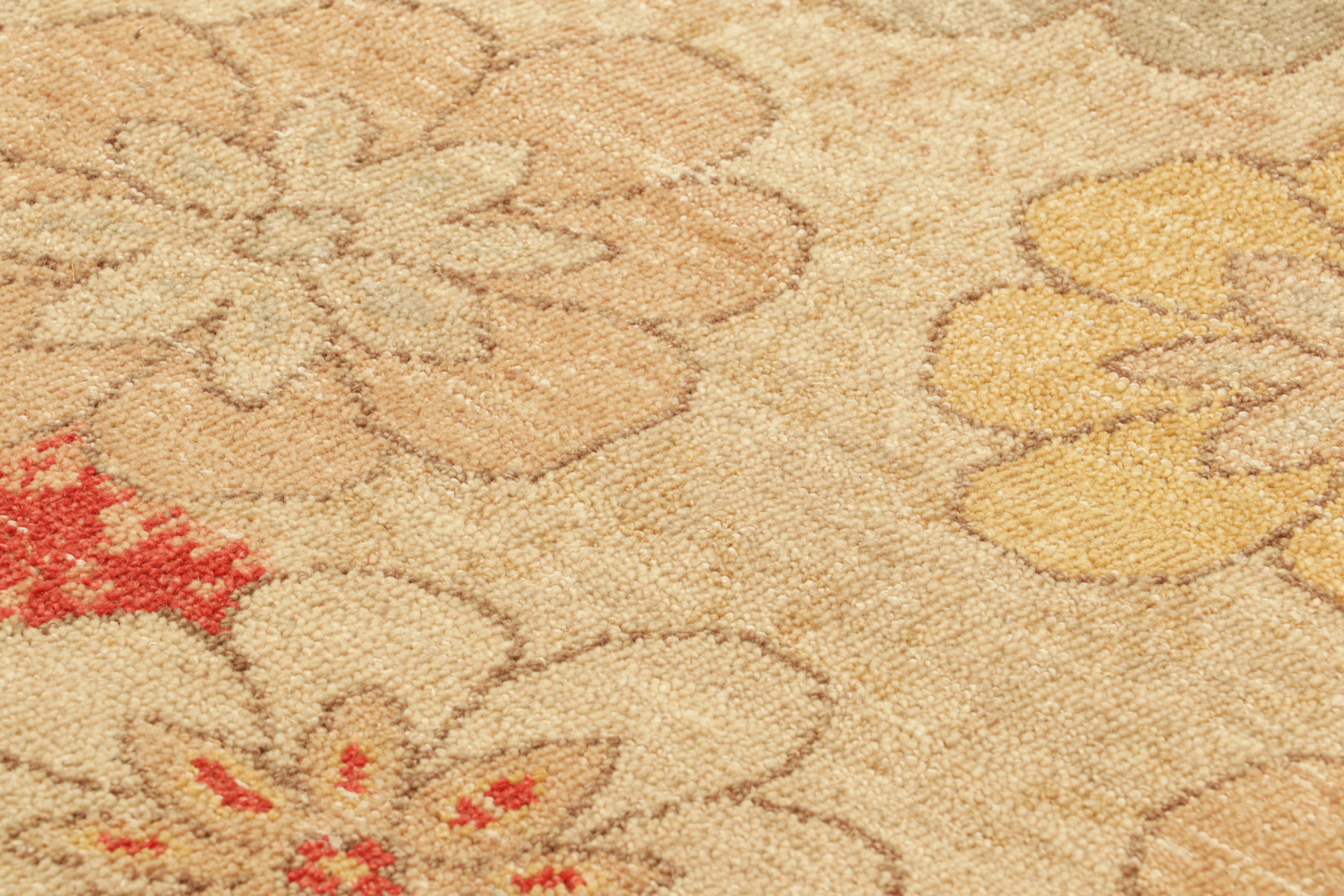 Hand-knotted in wool and originating from India, this 4×4 modern rug is a unique addition to the Rug & Kilim Homage Collection for its wide range of colors and floral medallion across the field.

On the Design: 

Admirers of the craft will note this