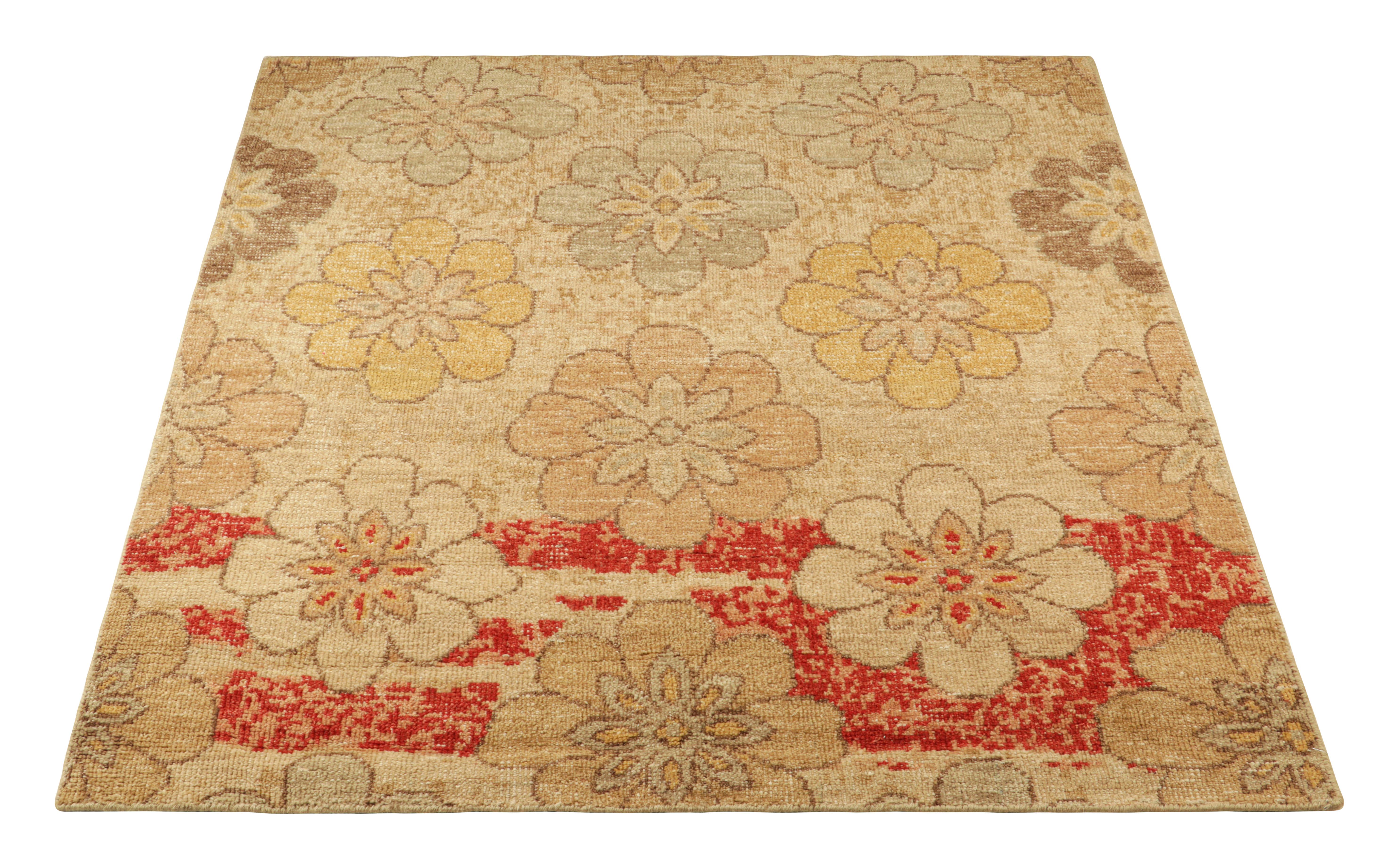 Rug & Kilim’s Distressed Square Rug with Colorful Floral Medallions In New Condition For Sale In Long Island City, NY