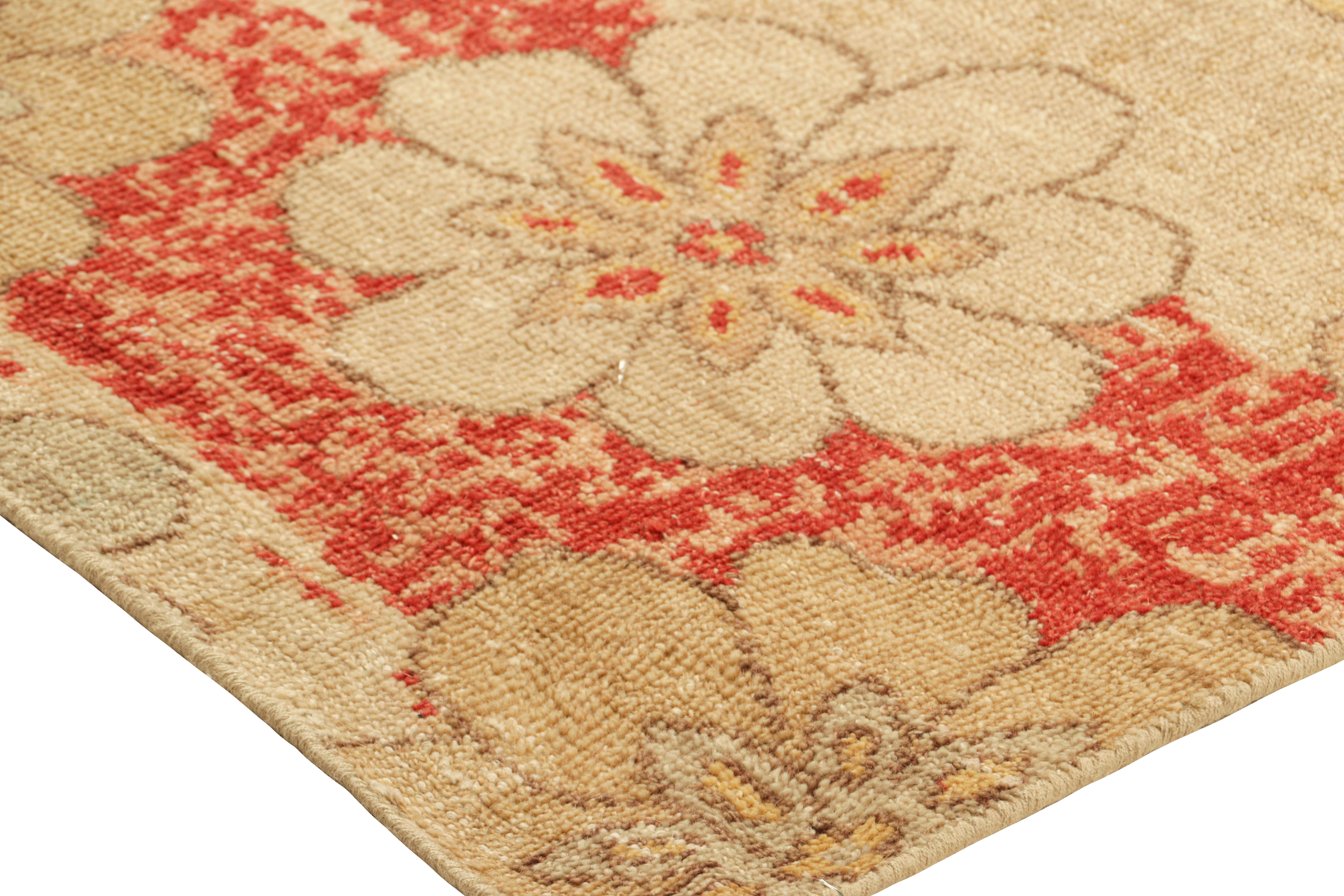 Contemporary Rug & Kilim’s Distressed Square Rug with Colorful Floral Medallions For Sale