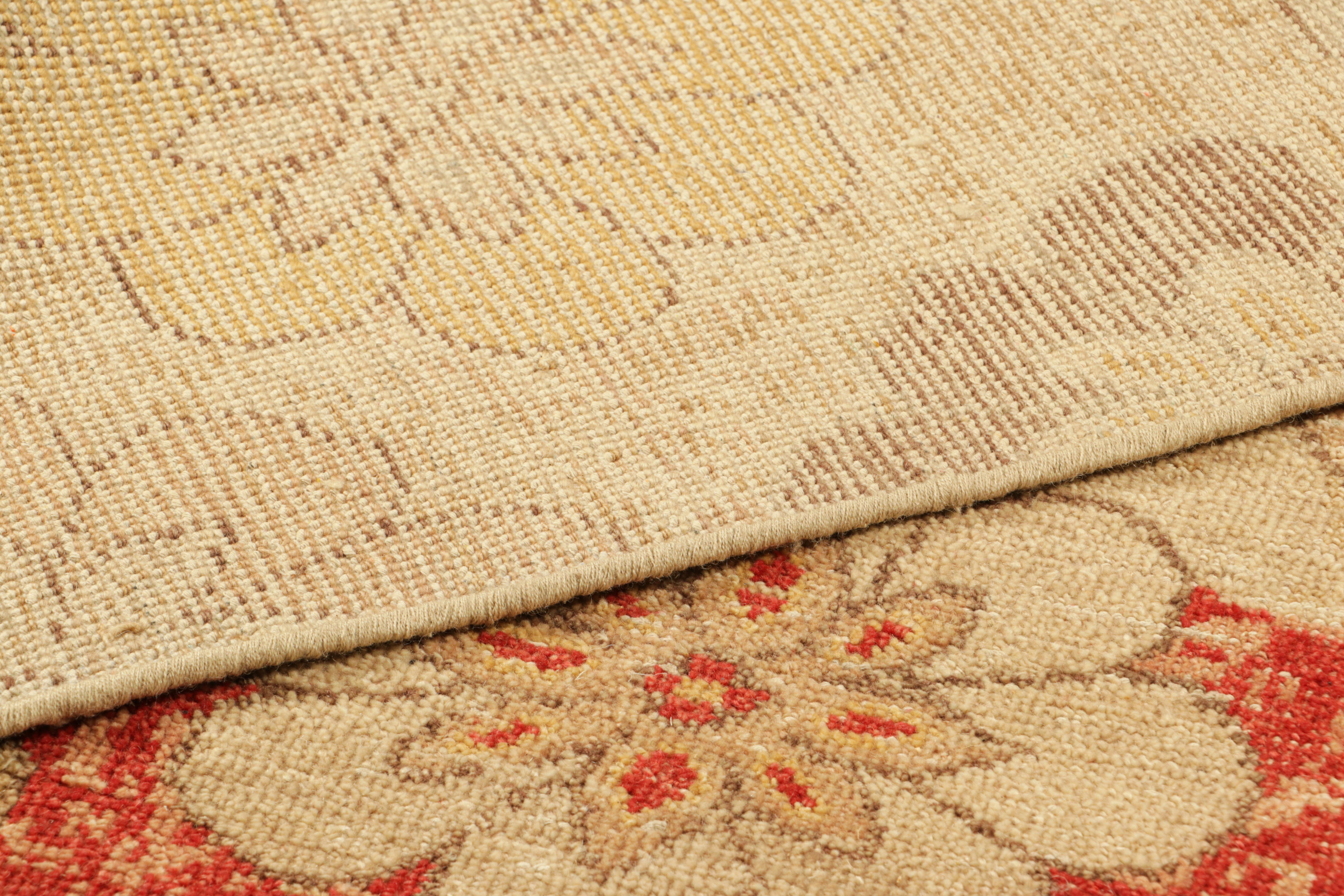 Wool Rug & Kilim’s Distressed Square Rug with Colorful Floral Medallions For Sale