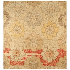 Rug & Kilim’s Distressed Square Rug with Colorful Floral Medallions