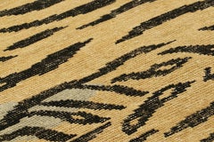 Rug & Kilim’s Distressed Square Tiger Skin Rug in Gold, Black and Gray Tones