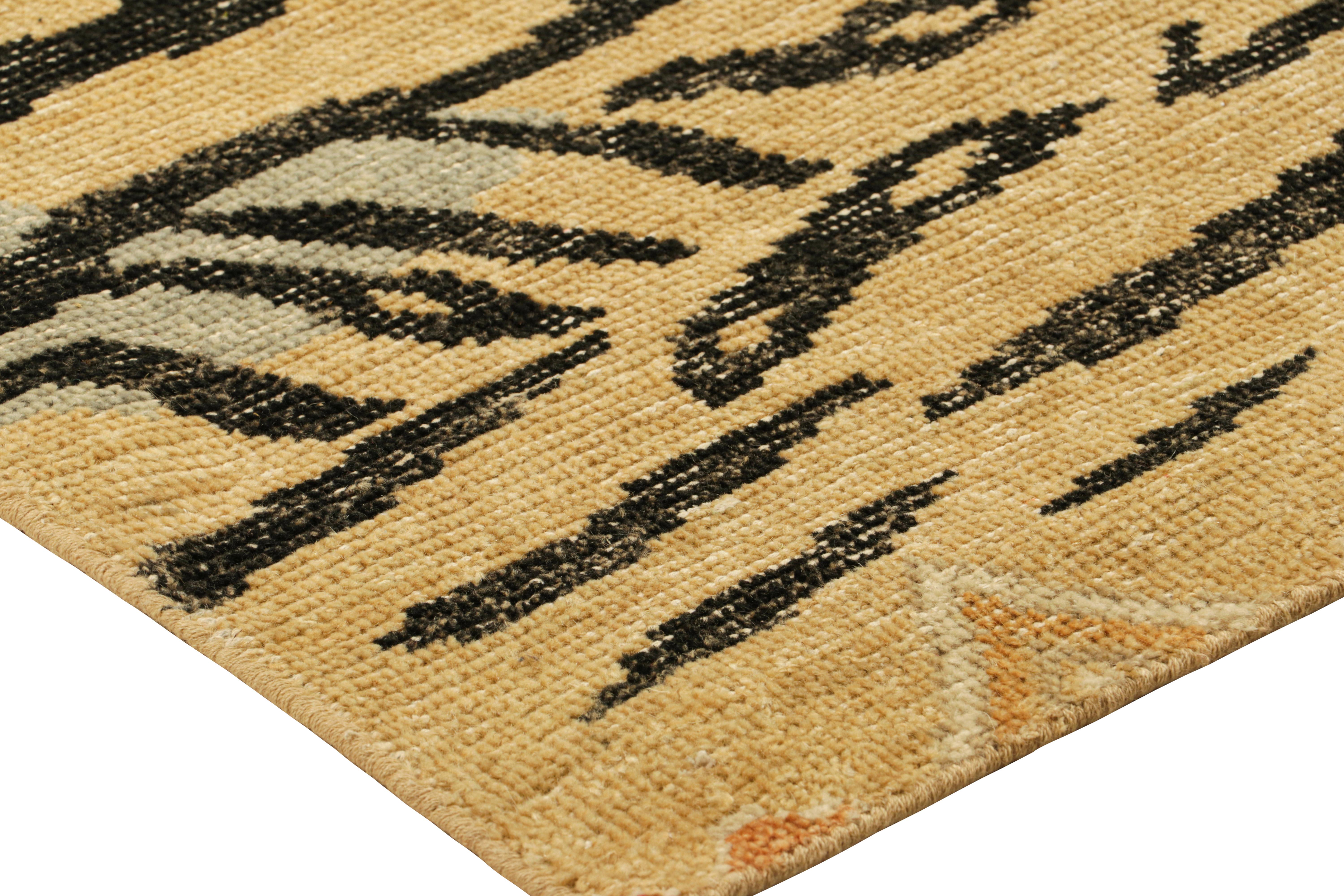 Contemporary Rug & Kilim’s Distressed Square Tiger Skin Rug in Gold, Black and Gray Tones For Sale