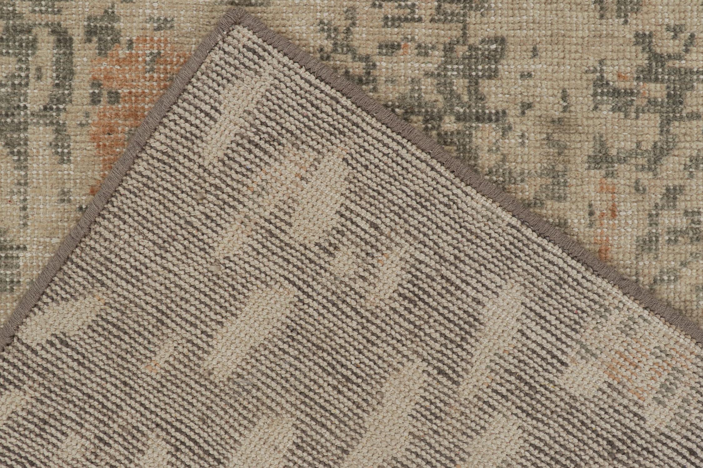 Contemporary Rug & Kilim’s Distressed Style Abstract Rug in Beige and Gray All Over Pattern For Sale