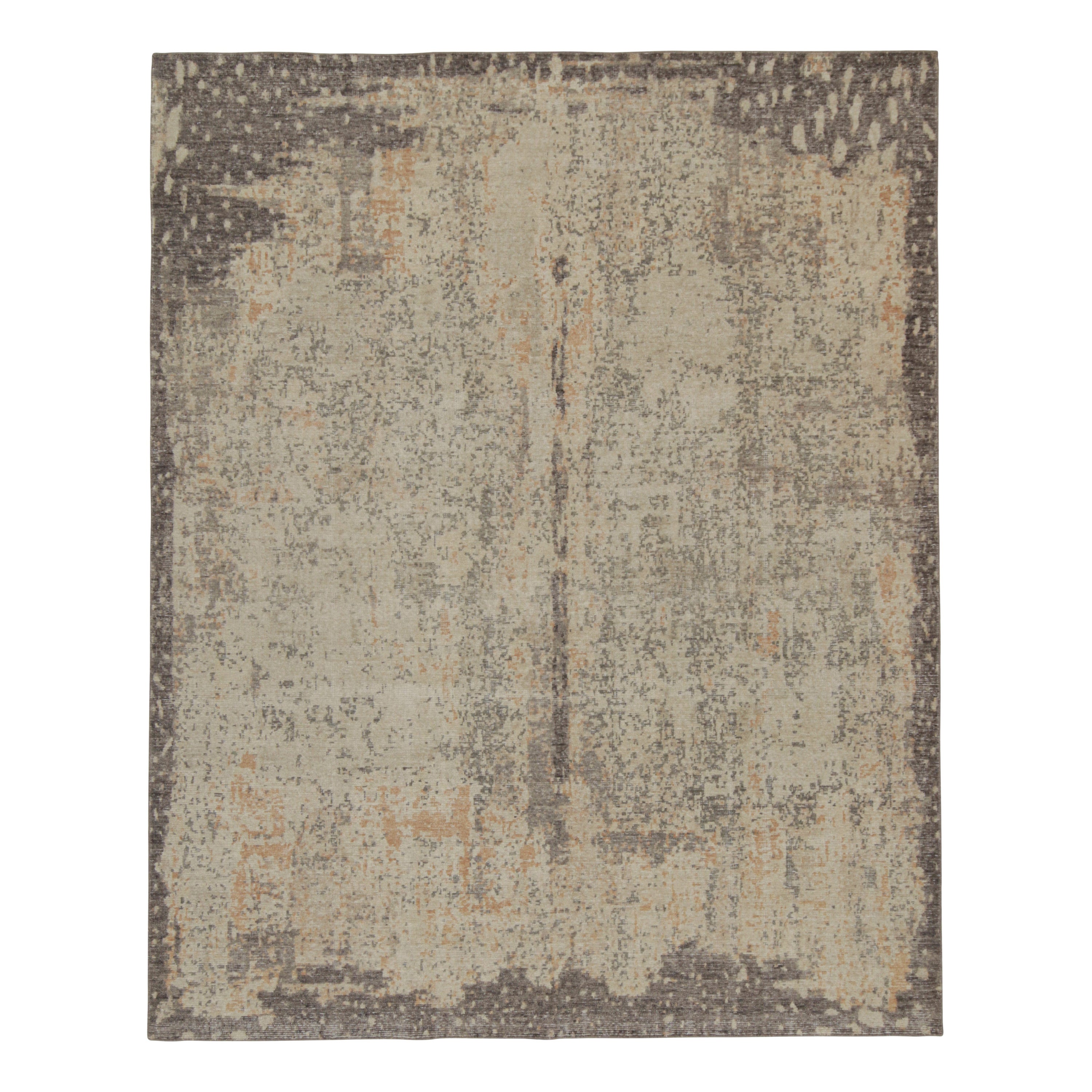 Rug & Kilim's abstrakter Teppich im Distressed-Stil in Beige und Grau mit All-Over-Muster