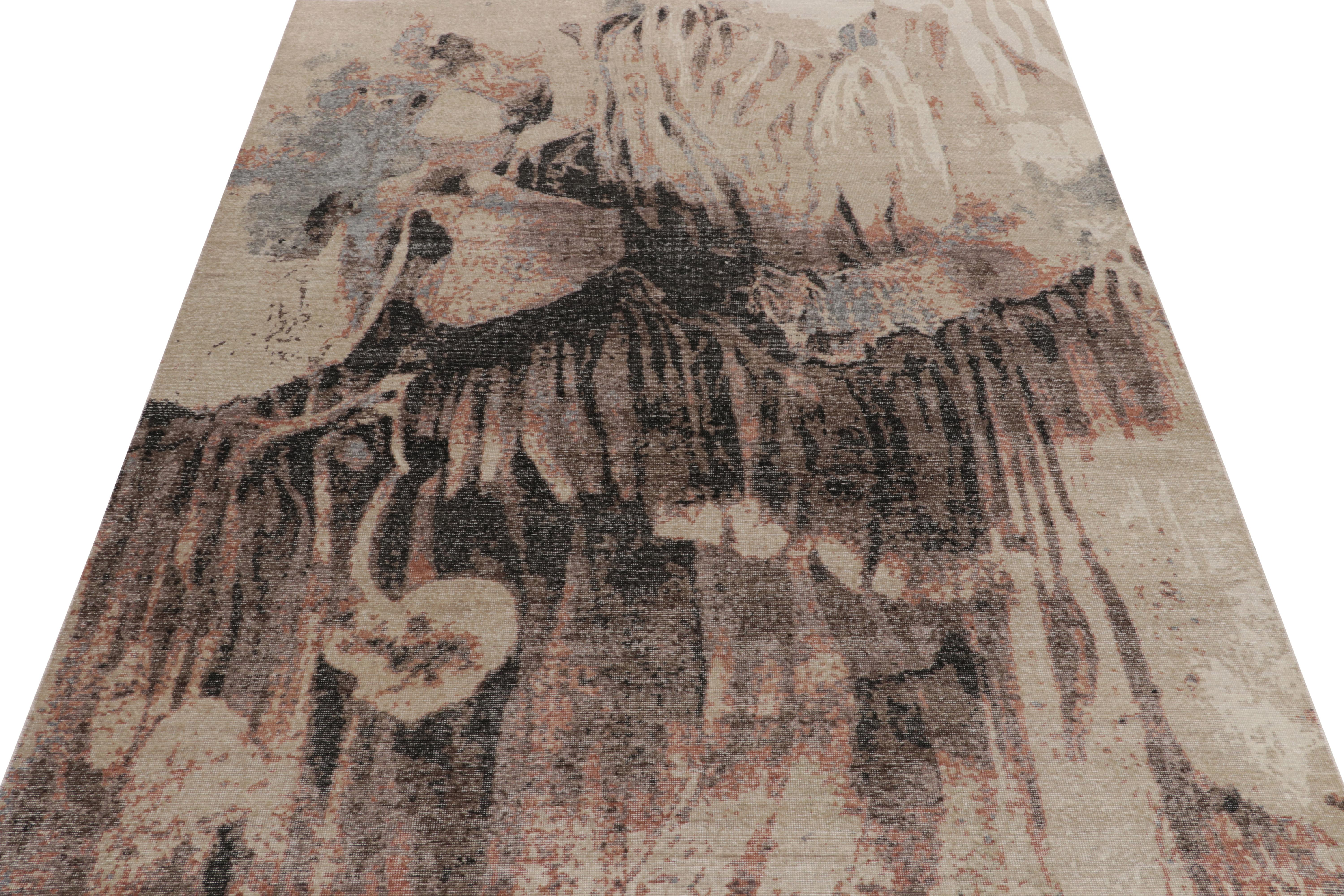 Teppich & Kilim's Distressed Style Abstrakter Teppich in Beige, Schwarz, Lila (Moderne) im Angebot