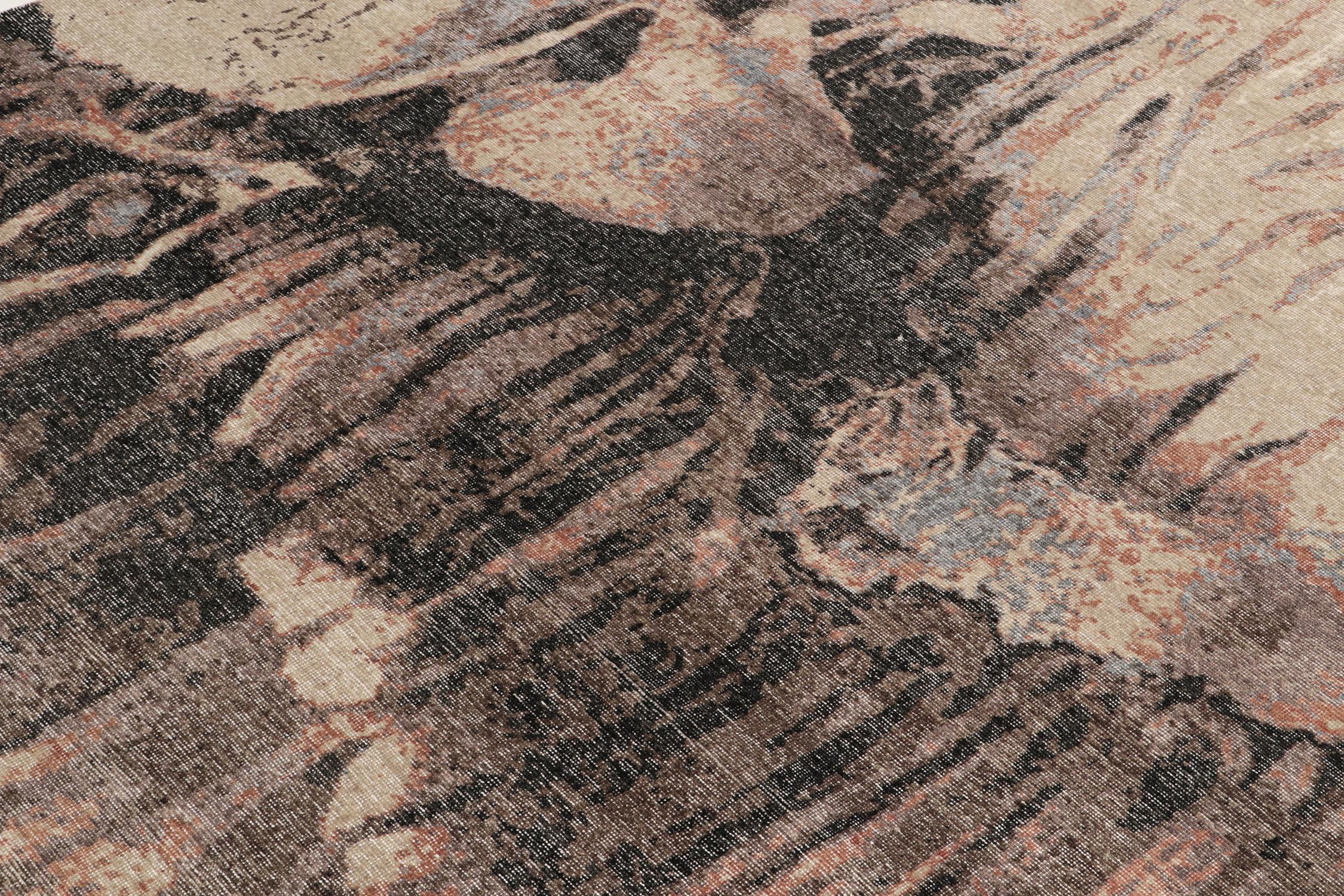 Teppich & Kilim's Distressed Style Abstrakter Teppich in Beige, Schwarz, Lila (Indisch) im Angebot
