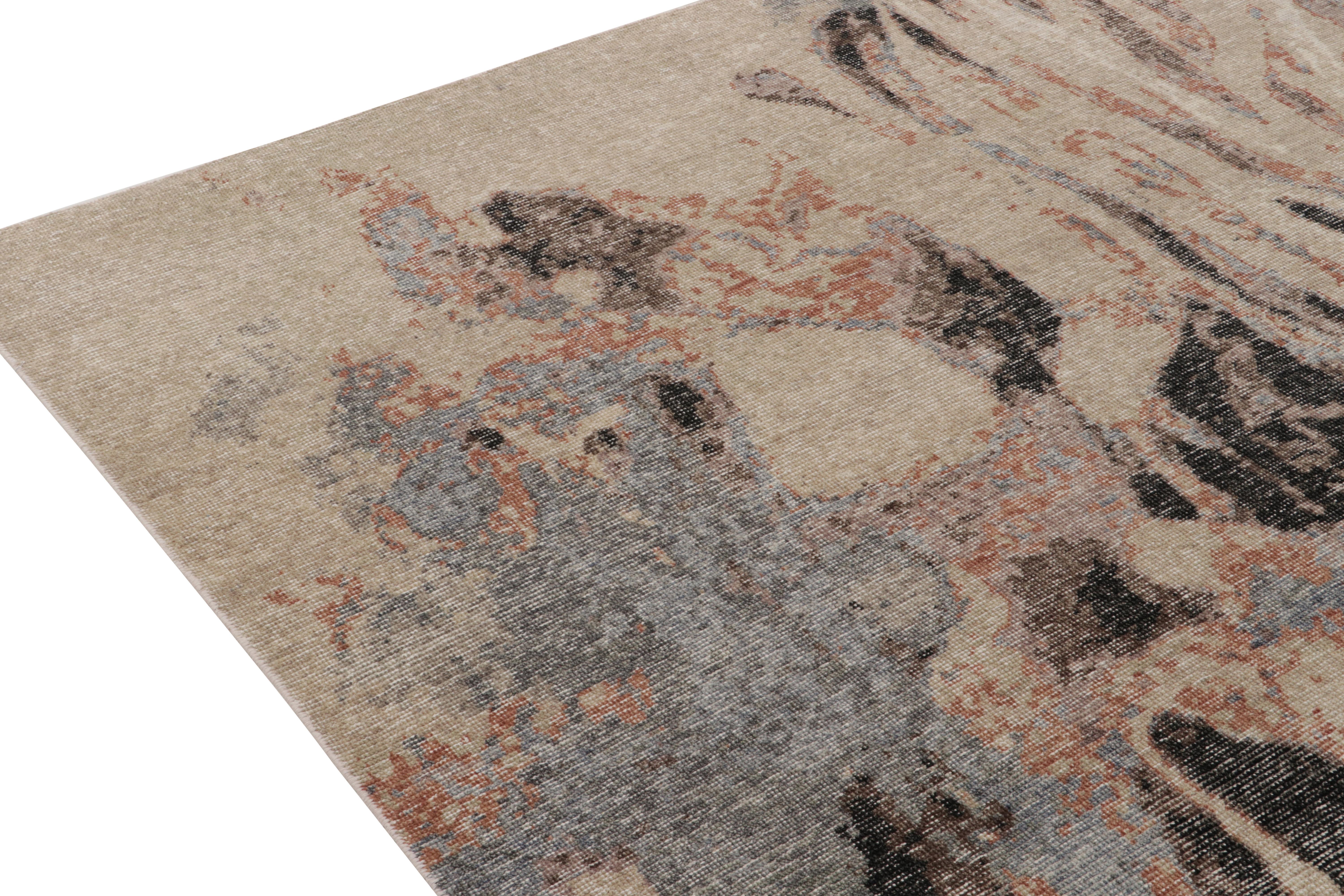 Teppich & Kilim's Distressed Style Abstrakter Teppich in Beige, Schwarz, Lila (Handgeknüpft) im Angebot
