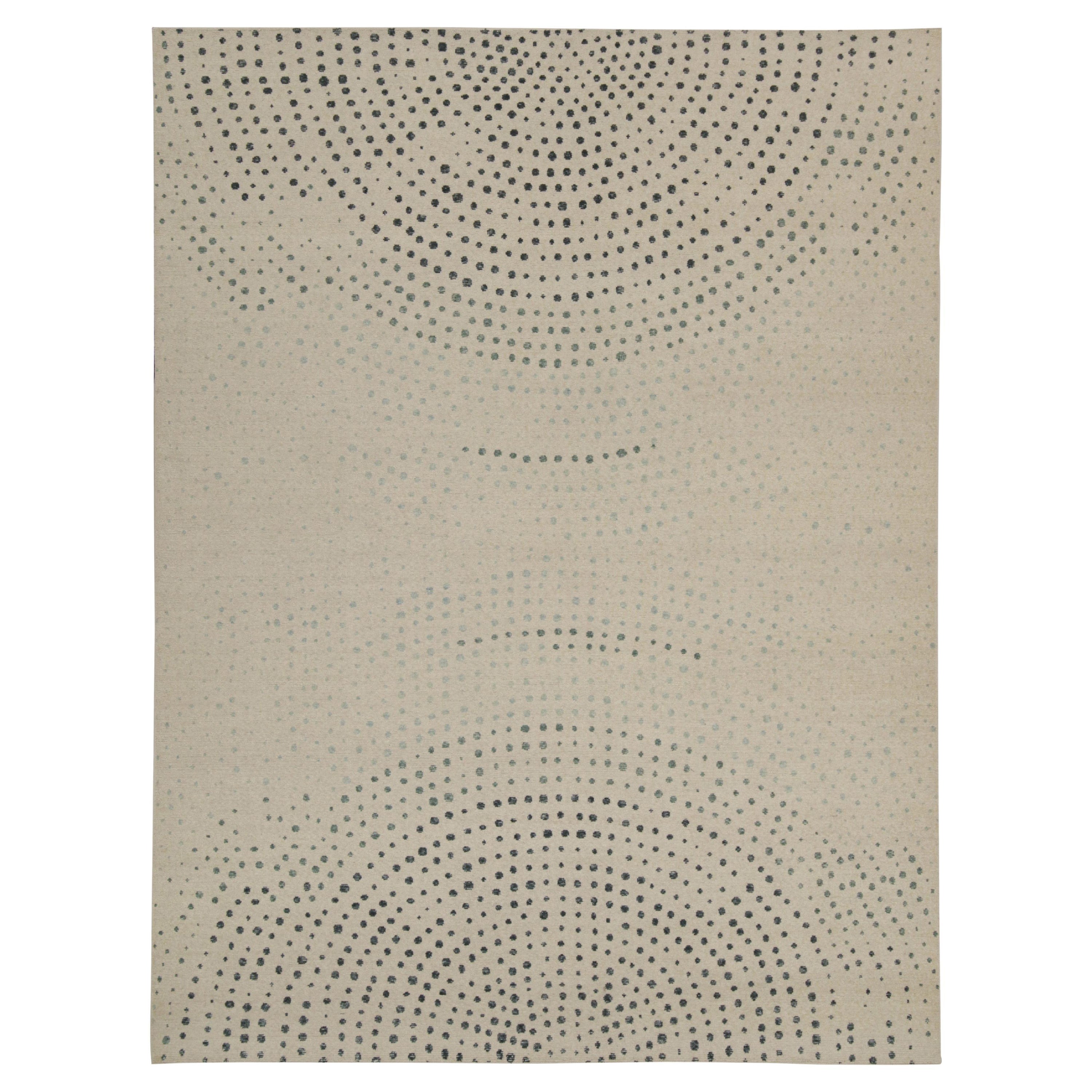 Alfombra Abstracta de Estilo Desgastado Rug & Kilim en Beige, Azul y Lunares Verdes en venta