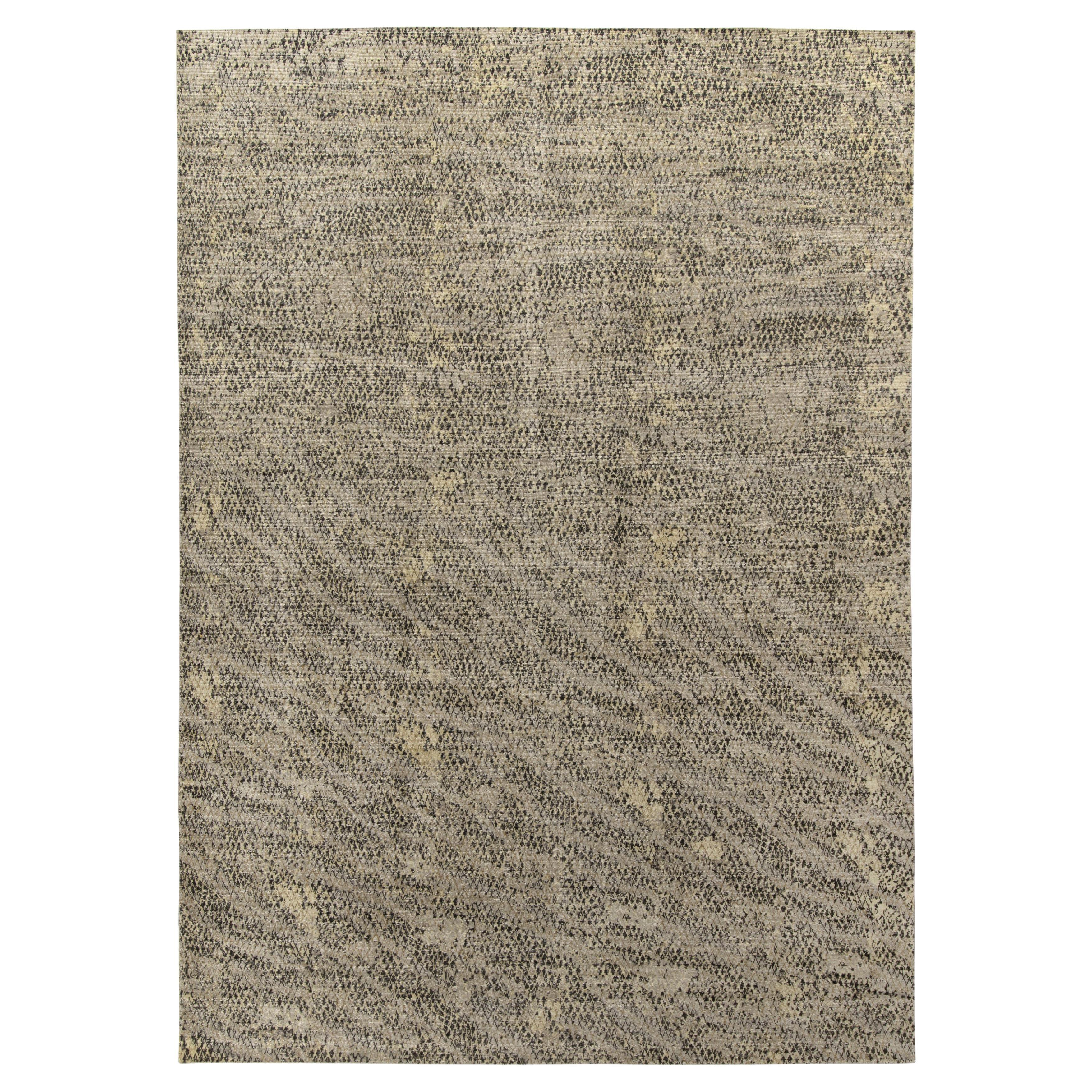 Rug & Kilim’s Distressed Style Abstract Rug in Beige-Brown Geometric Pattern