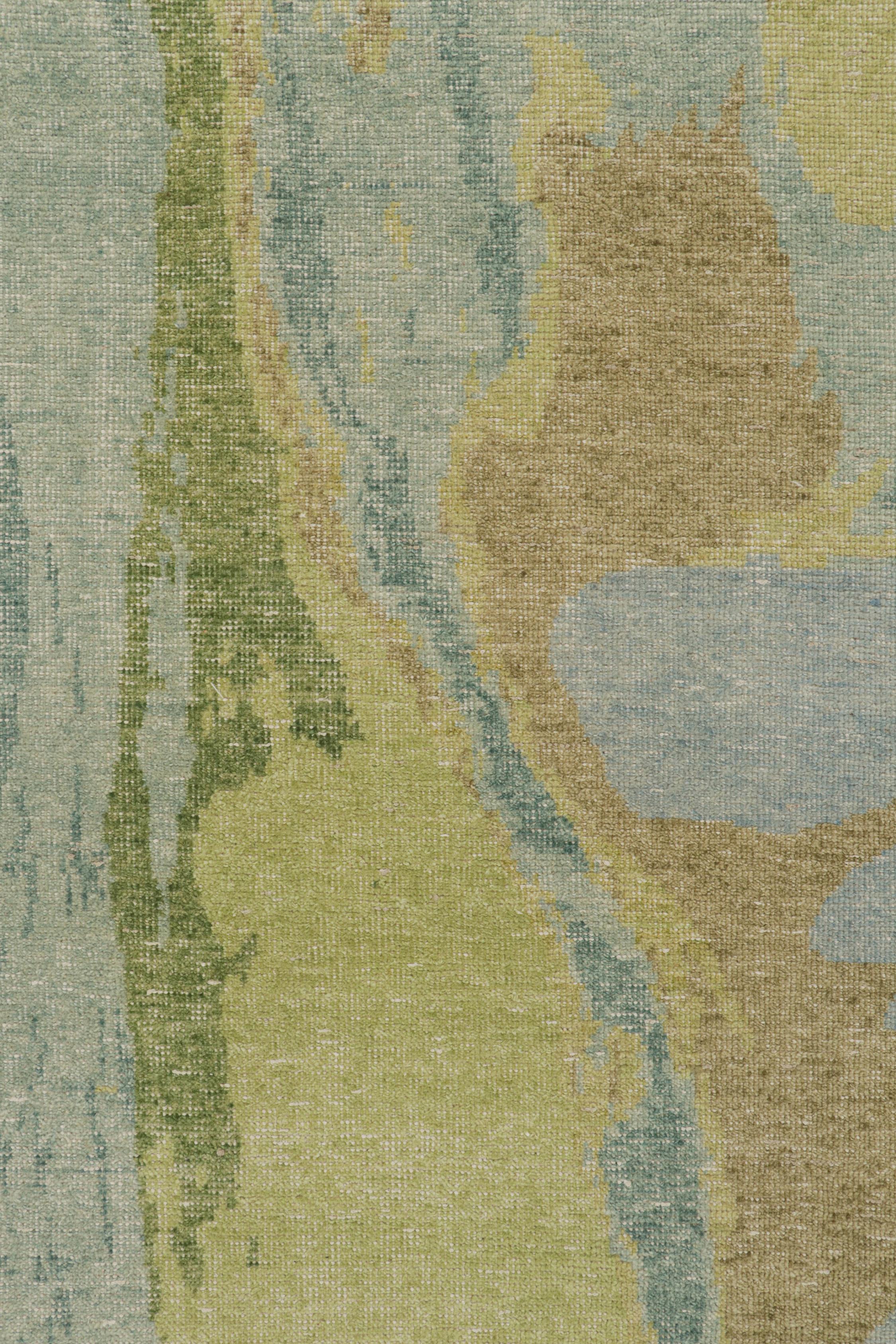 Rug & Kilim’s Distressed Style Abstract Rug in Blue and Green In New Condition For Sale In Long Island City, NY