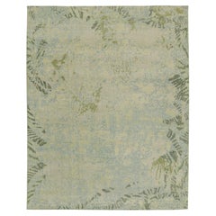 Rug & Kilim’s Distressed Style Abstract Rug in Blue, Gray and Green Pattern