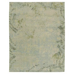 Rug & Kilim: Tappeto astratto in stile Distressed con motivi blu, grigi e verdi