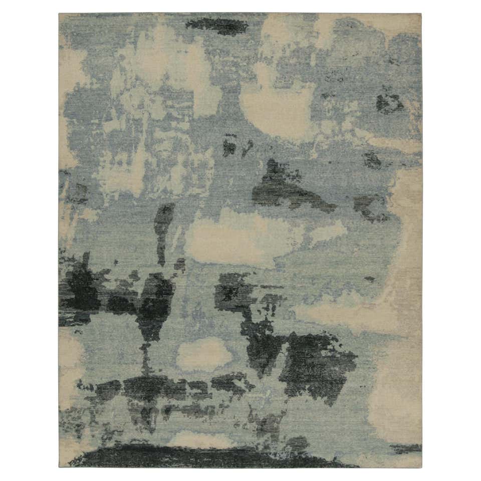 Rug and Kilim’s Unshaped Abstract Rug in Gold, Gray and Blue For Sale ...
