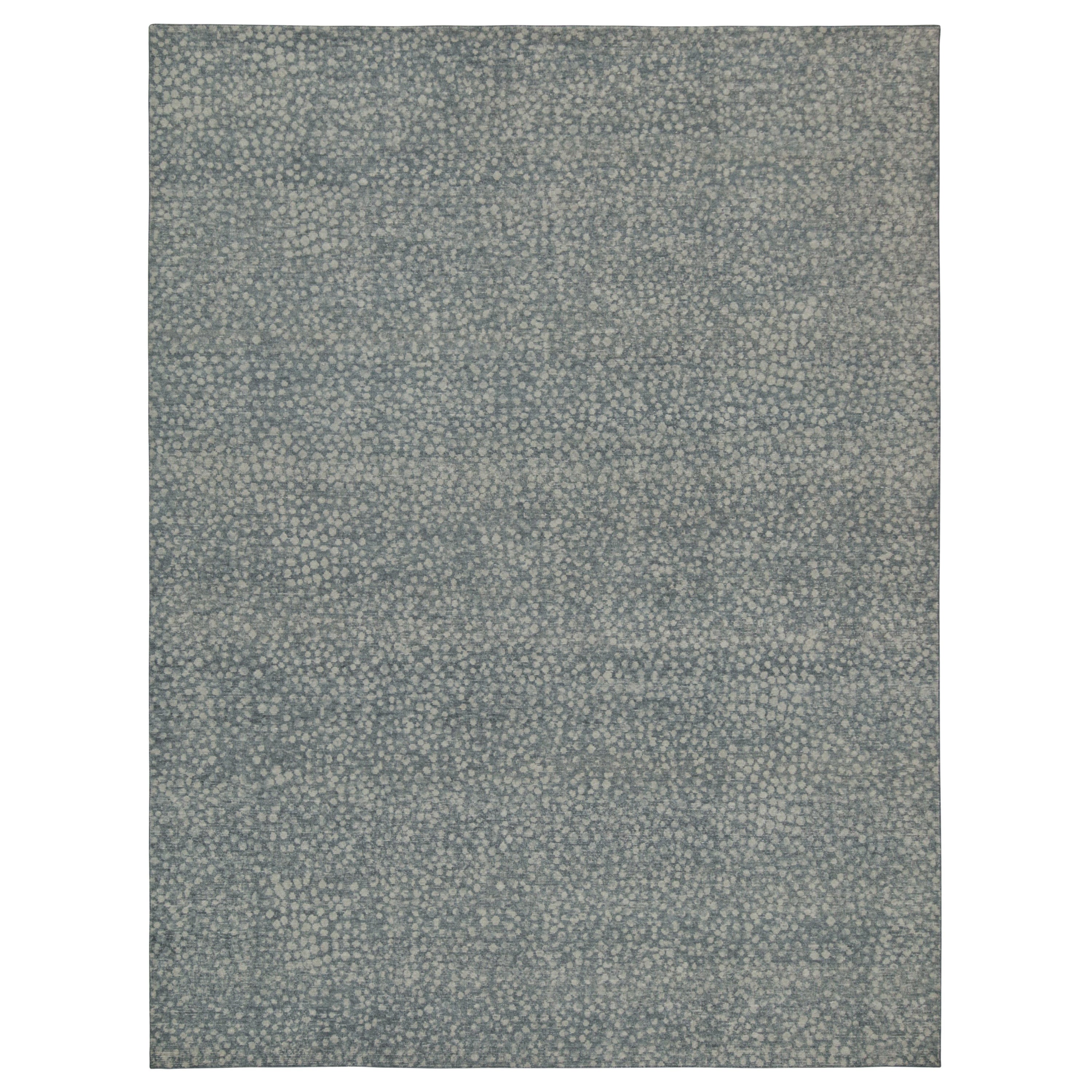 Rug & Kilim’s Distressed Style Abstract Rug in Blue with Gray Dots Pattern