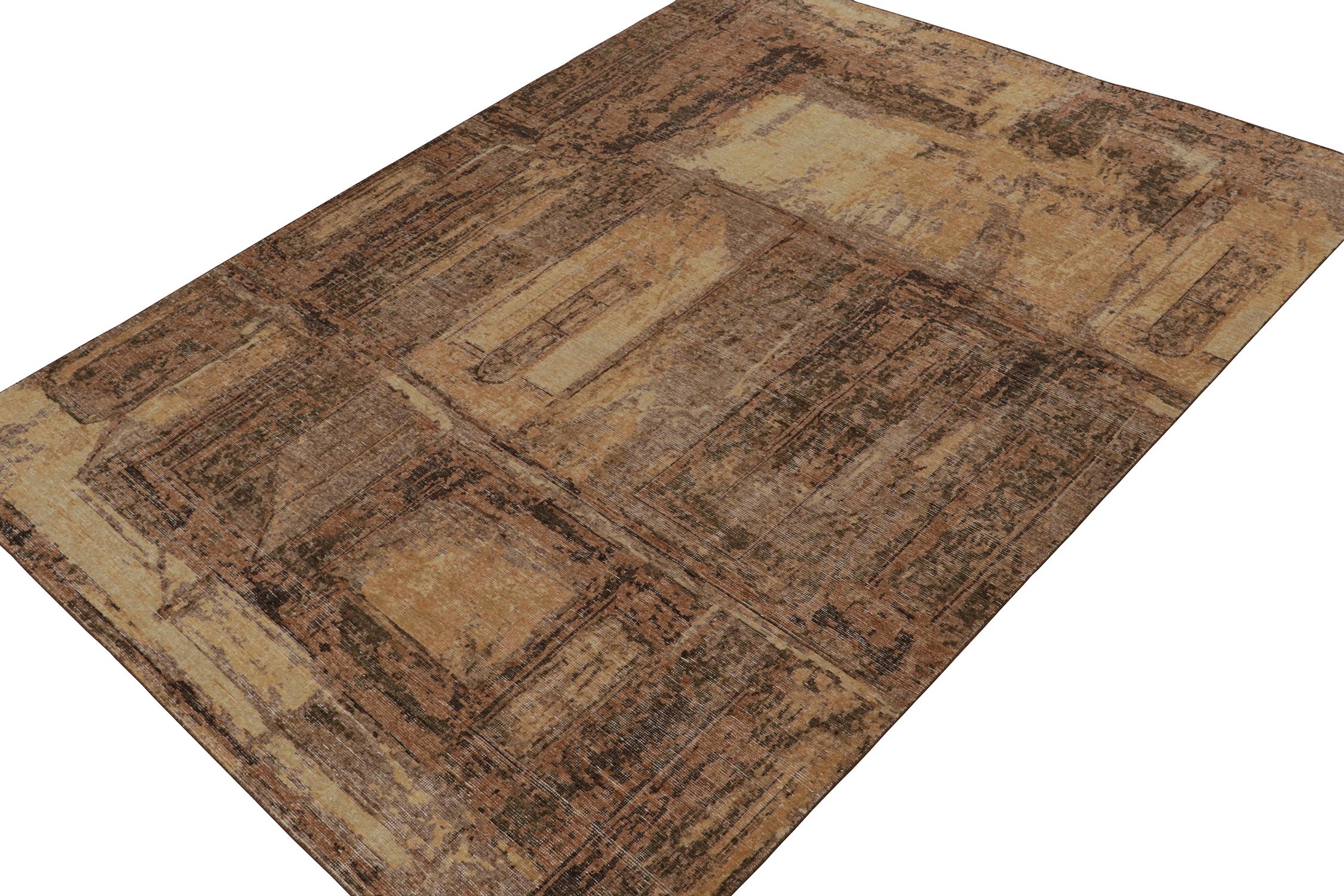 This 9x12 abstract rug is a bold new addition to the Homage Collection by Rug & Kilim. Hand-knotted in wool and cotton, its design is an expressive and inventive new take on Rustic Modern design. 

Further on the Design: 

This particular rug enjoys