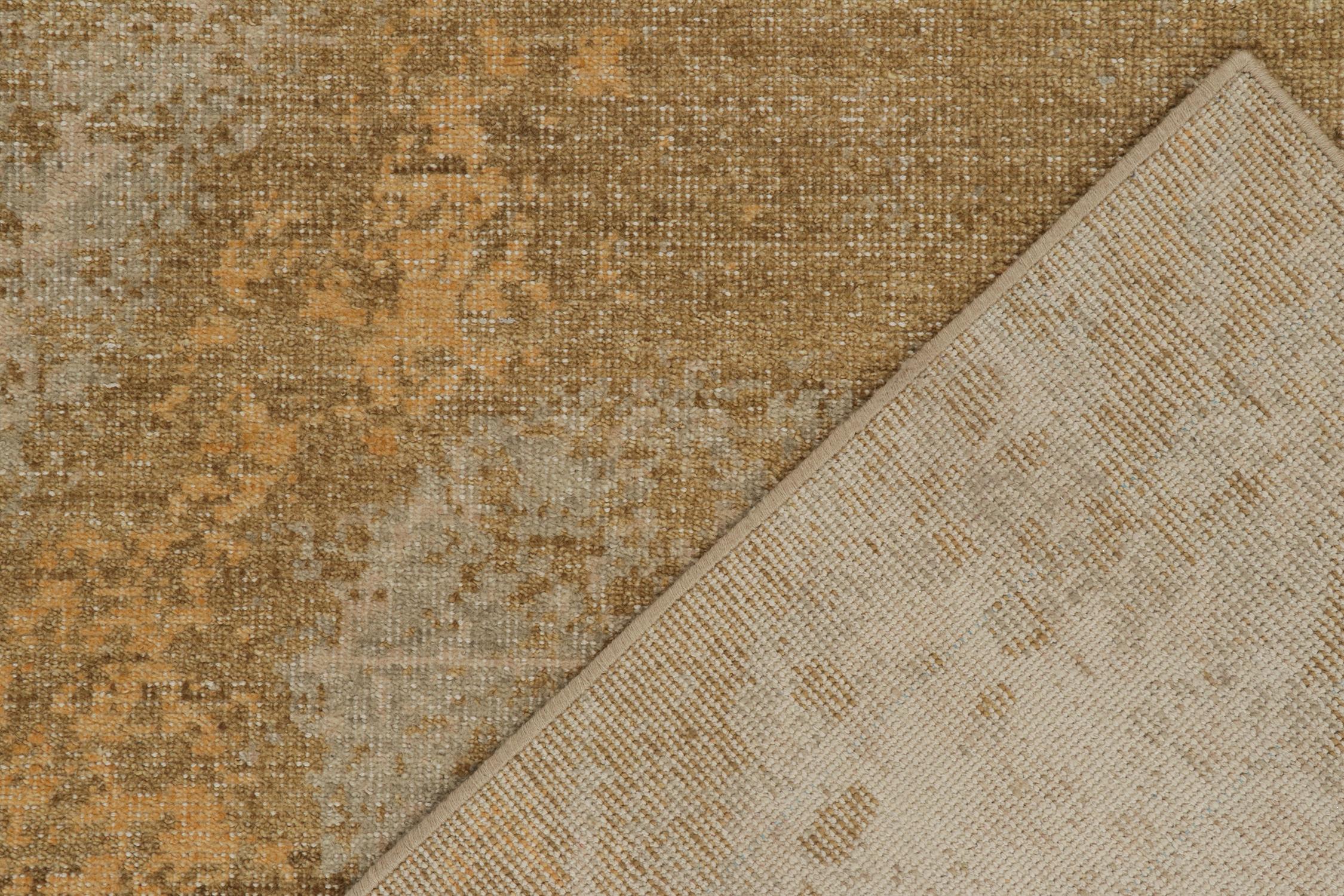 Contemporary Rug & Kilim’s Distressed style Abstract Rug in Gold For Sale