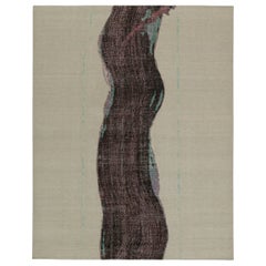 Alfombra Abstracta estilo Distressed de Rug & Kilim en Gris con Motivo Morado