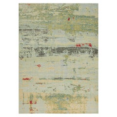 Rug & Kilim's abstrakter Teppich im Distressed-Stil in Grün und Blau