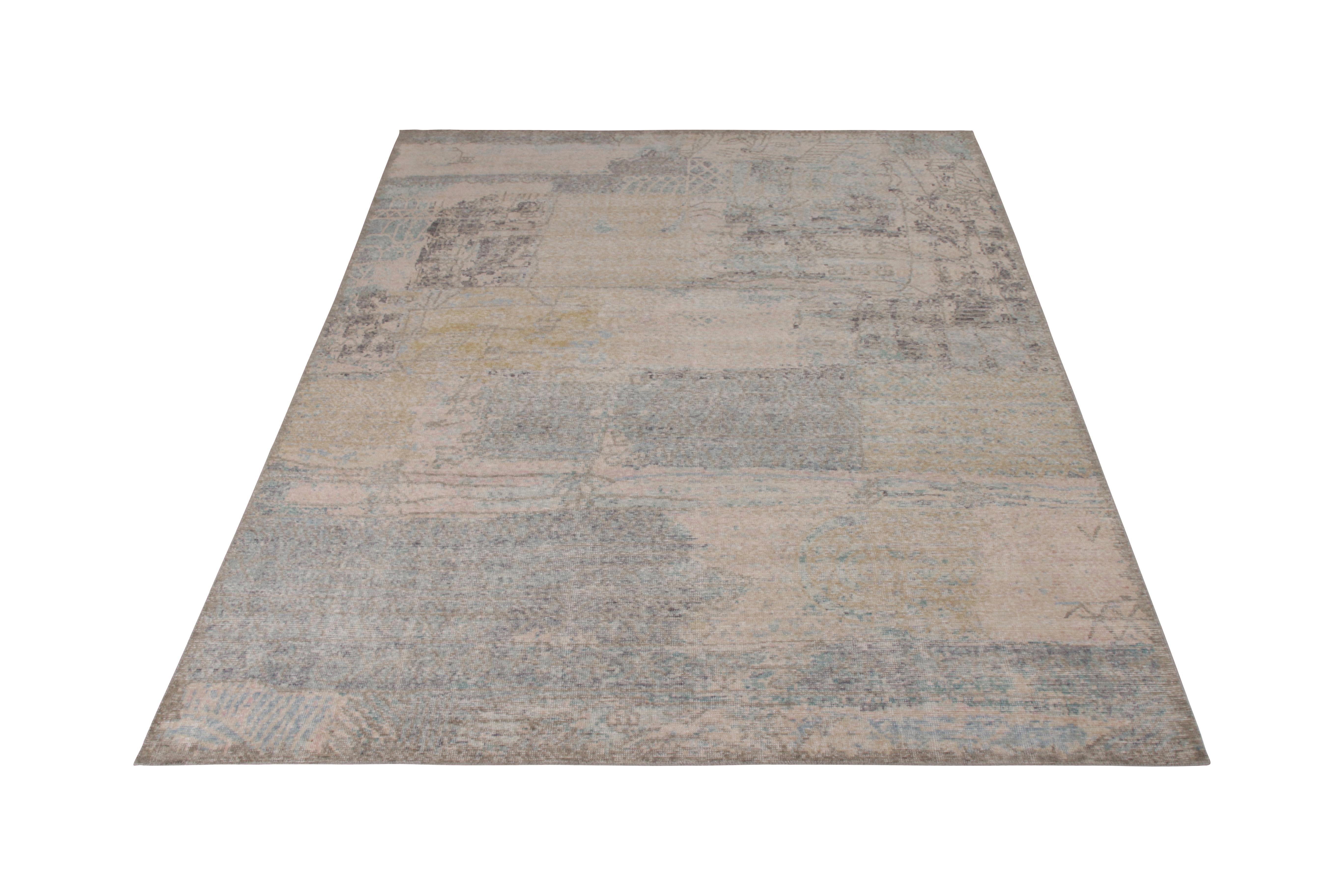Realizzato a mano in una raffinata lana a pelo basso con un comodo lavaggio che permette di ottenere uno stile shabby-chic e afflitto, questo tappeto astratto 8 x 10 fa parte della Homage Collection di Rug & Kilim, che rappresenta un approccio