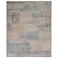 Rug & Kilim’s Distressed Style Abstract Rug in Pink and Blue All-Over Pattern